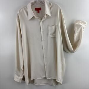 Emanuel Ungaro Men's XXL 100% Silk Dress Shirt Ivory Long Sleeve NEW with tag